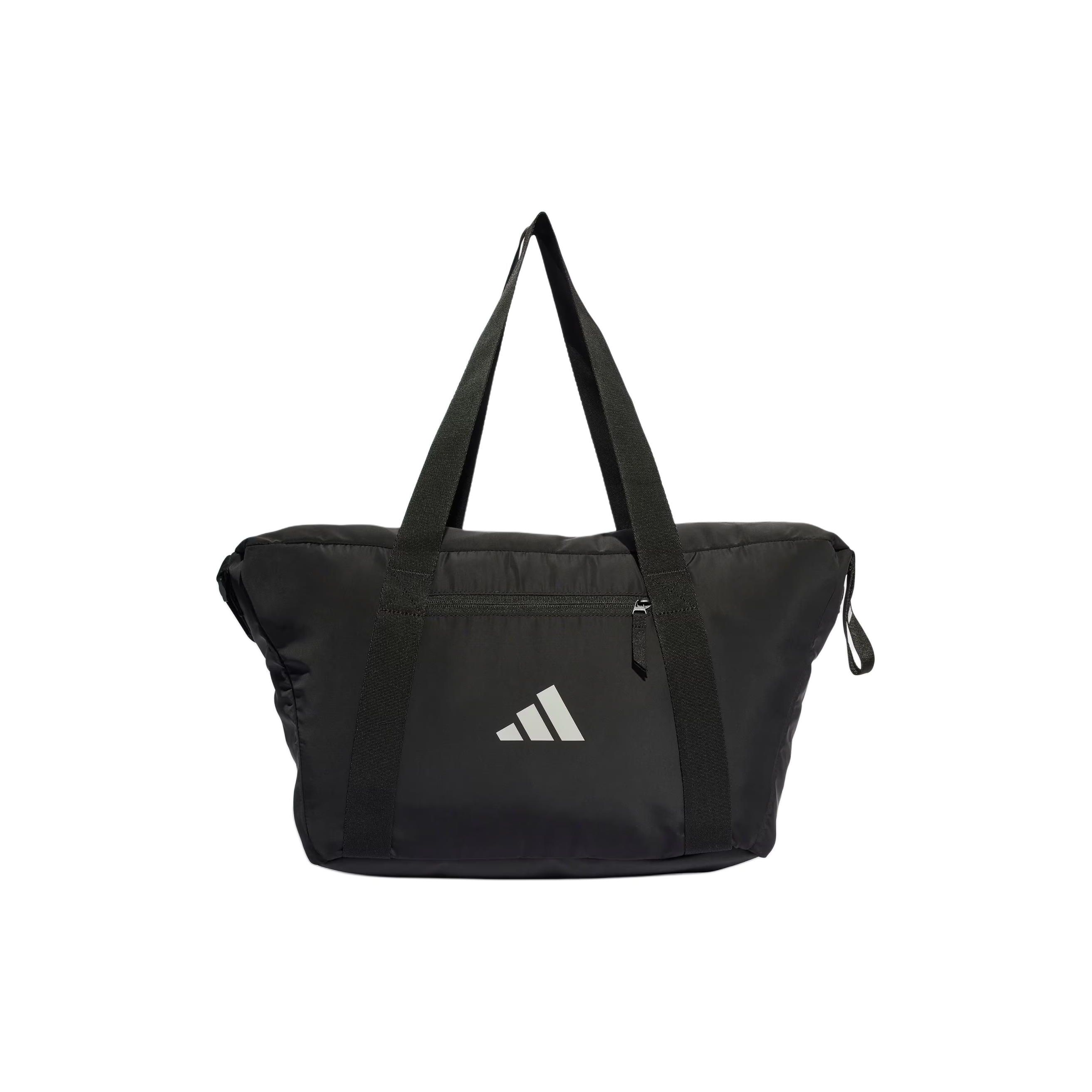 Adidas Logo Multi-Pocket Recycled Polyester Shoulder Tote Bag Women Bags Black Linen-Green IP2253 Black & Linen Green