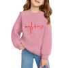 Girls Round Neck Pullovers For Kids Printed Baby Tops Valentine's Day