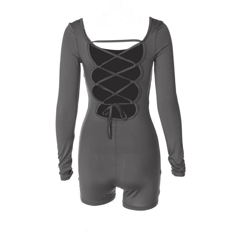 Sommer Langarm Slim Sexy Overalls Damen Body Verband Rückenfrei Lässige Yoga Jumpsuits Damenmode Hohe Taille Elegant Playsuits Outfits 25755