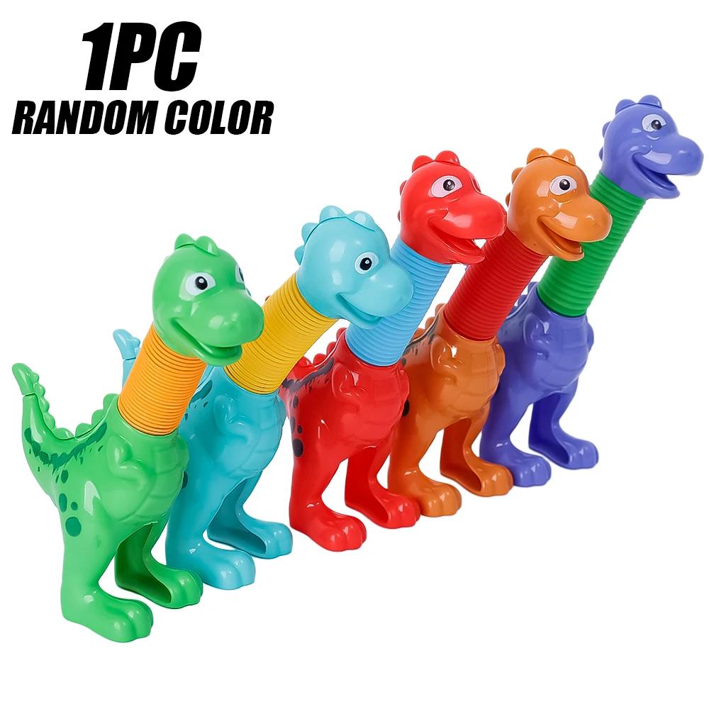 

Variable Fun Cartoon Dinosaur Telescopic Tube Toys Kids Puzzle Stretch Colored Dinosaur Toy DIY Telescopic Stress Relief Toys