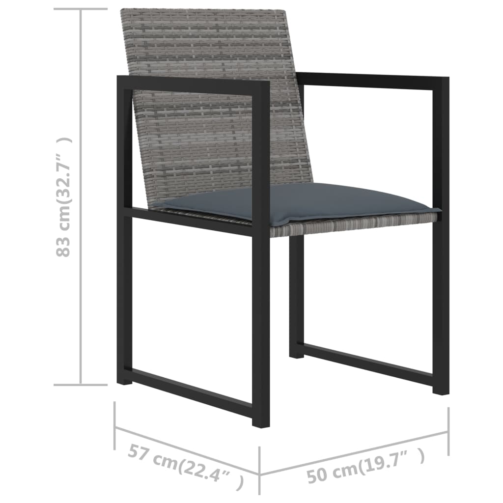 9 piece garden dining set with cushions poly rattan gray