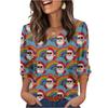 Women's Fashionable Casual Christmas Printed V-neck Top