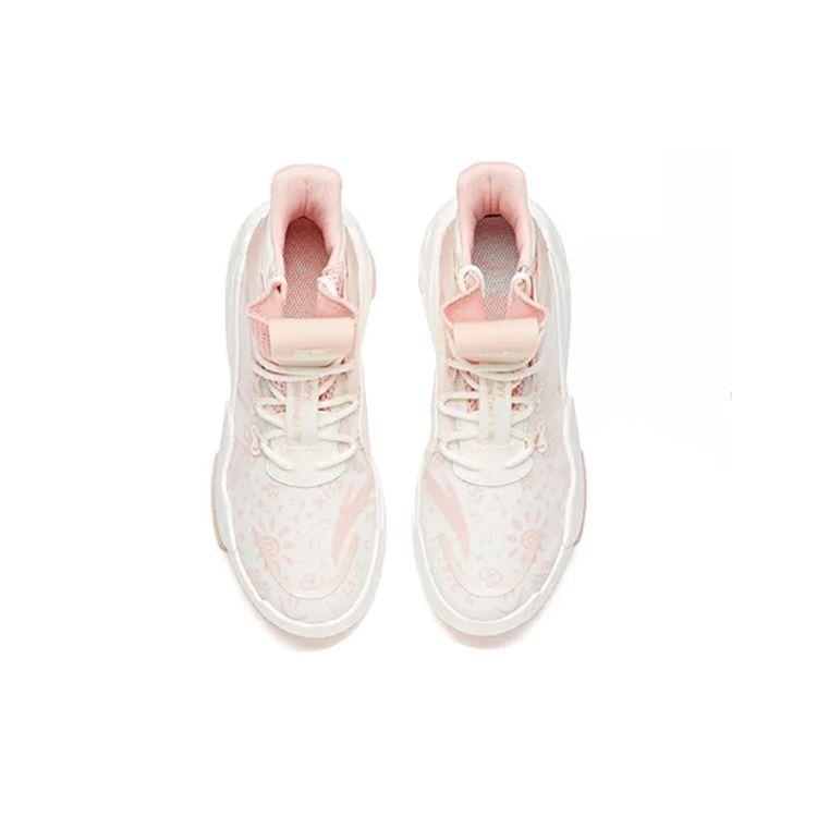 Anta Dominator Non-Slip Durable Mid-Top Skate Shoes Women Skate Shoes Pink White 922038066-2