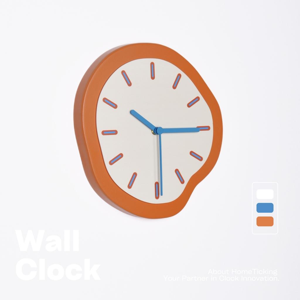 Modern Simple Orange Home Fashion Wall Clock High-end Design Decoration Living Room White Wall New Clock