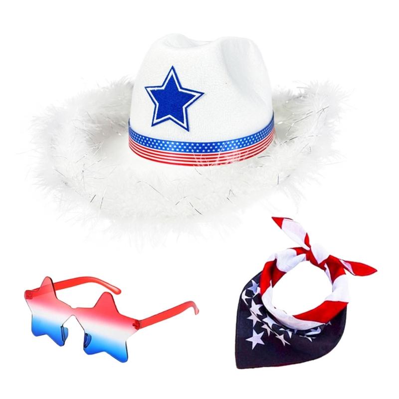 Patriotic Independence Day Outfits American Flag Costumes Accessories 4th of Jul Costume for Dresses Up Cosplay Party