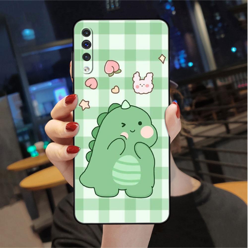 Dinosaur Cartoon Case For Samsung Galaxy A50 A70 M52 A30 A20s A20e A10 A40 A10s M51 M31 M30s M13 5G Black Phone Cover