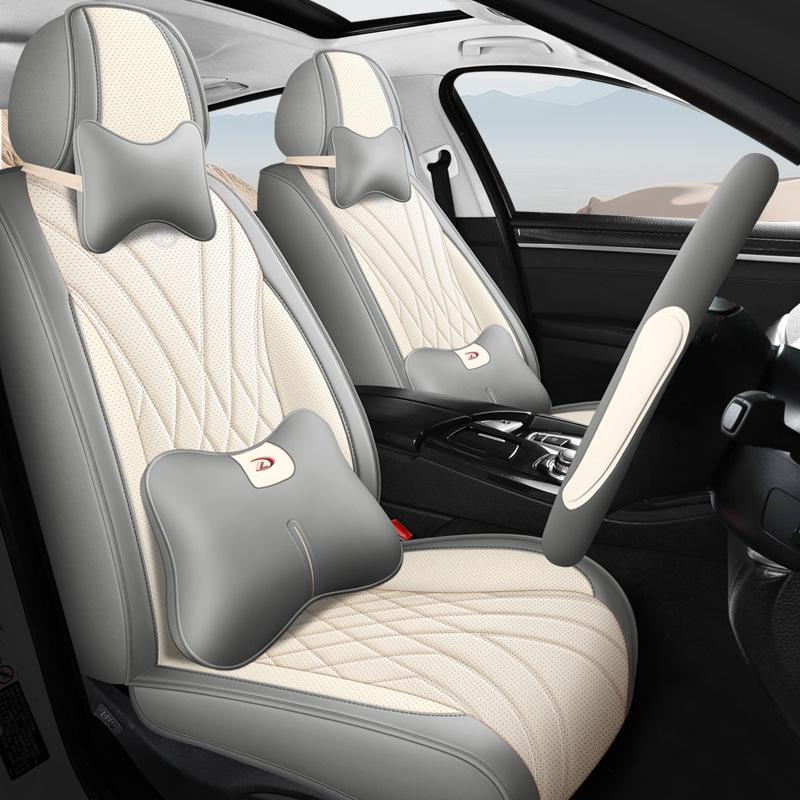 Cojín Universal de Cuero Completo para Asiento de Coche para las Cuatro Estaciones - Resistente al Desgaste y Transpirable, Diseño Todo Incluido