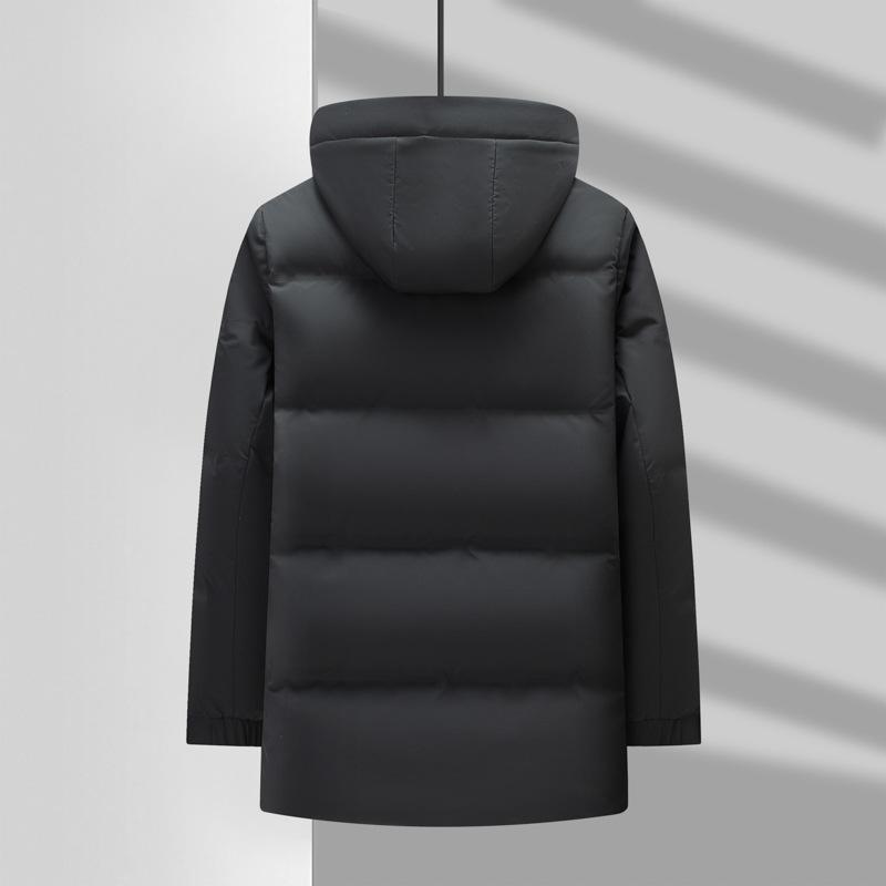 Autumn and Winter White Duck Down Warm Medium and Long Removable Cap Thickened Down Youth Jacket