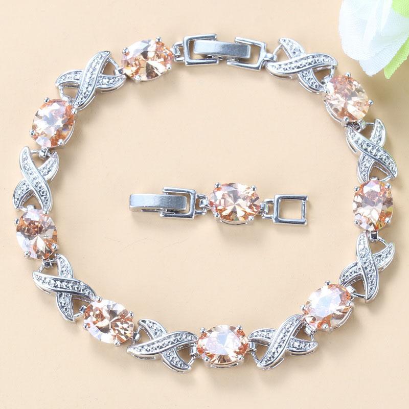 Bridal Wedding Jewelry Natural Colorful Cubic Zirconia Adjustable Length Link Bracelet Bangle For Women Gift