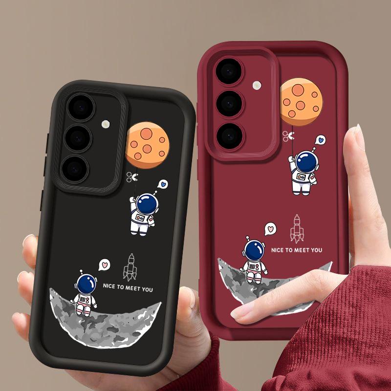 Soft Case For Samsung Galaxy S24 FE S25 Edge S22 S23 Ultra A56 A36 A26 A55 A16 A15 A35 A25 A14 A54 Cute Astronaut Phone Cover
