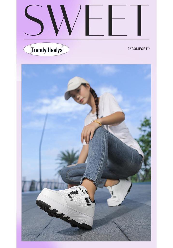 New Retractable Four-Wheel Roller Skates for Adults & Students - Double Wheel Flying Shoes for Men & Women