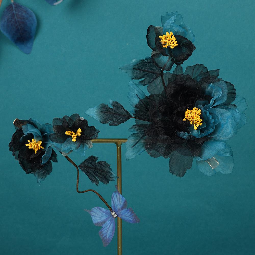 Flower Hair Clips Forks Chinese Hanfu Hair Accessories for Women Hairpin Fork Handmade Vintage Wedding Hair Jewelry Retro Crowns for Girl and Women