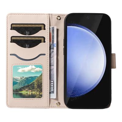 Für Samsung Galaxy S24 FE Hülle Brieftasche Rautenmuster Leder Handyhülle mit Schultergurt, Handschlaufe