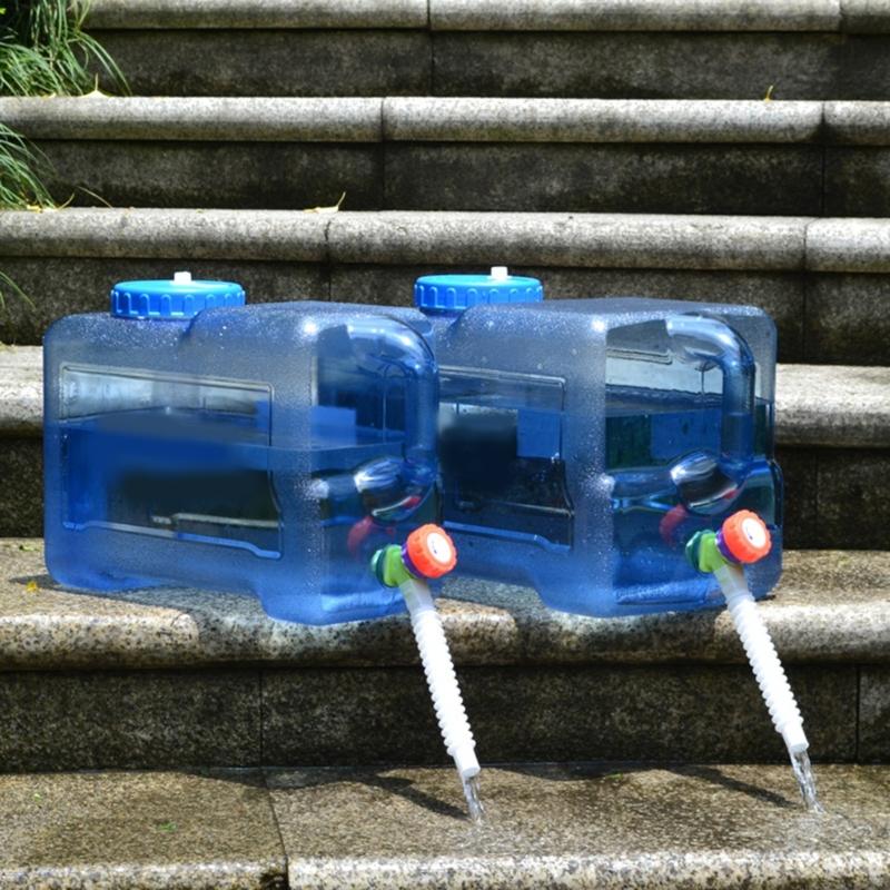 5/8/10/12/15L Clear Plastic Water Container Tanks with Tap Outdoor Water Bucket Camping Water Carrier Portable Bucket