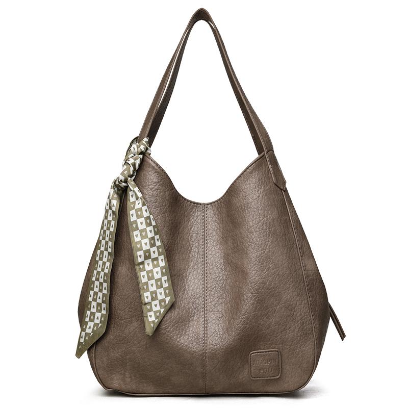 Vintage Luxury PU Leather Women Shoulder Crossbody Bags Large Capacity Tote Sac Female 3 Layers Multi-Pockets Commuter Handbags