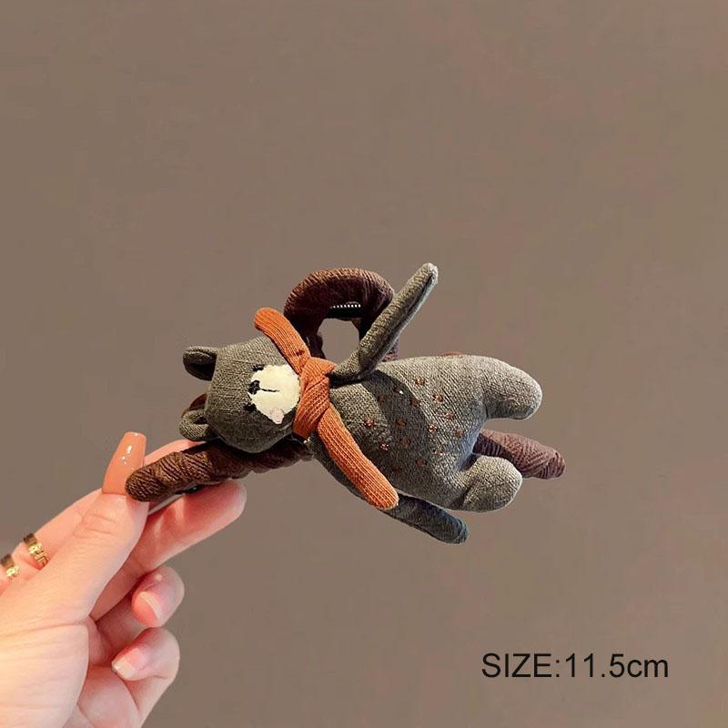 Cute Animal Hair Claw High End Ab Face Cartoon Cloth Doll Scarf Bear Shark Clips for Women Girl Kawaii Hairpins Hair Accessories