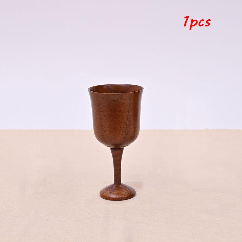 Handmade Natural Spruce Wood Goblet Cup Environmental Classical Wine Glass Round Red Wine Teapcup Solid Wooden Goblets Drinkware