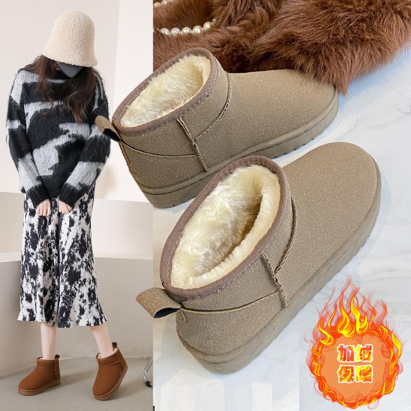 Snow boots women's winter 2025 new versatile winter shoes students cute velvet thickened warm outer wear cotton shoes