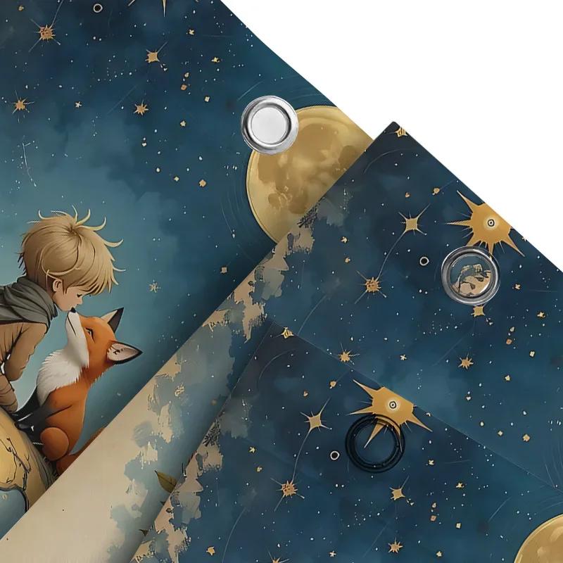 Enchanting Little Prince and Fox Shower Curtain - Space Fantasy Design for Kids and Adults - Durable Waterproof Fabric