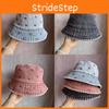 Sunshade Bucket Summer Hat Cotton Denim Material And Embroidered Cartoon Women