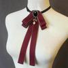 Women Pre Tied Bowknot Bow Tie Rhinestone Pearl Ribbon Brooch Adjustable Bowtie Uniform Necktie Women Costume Accessory