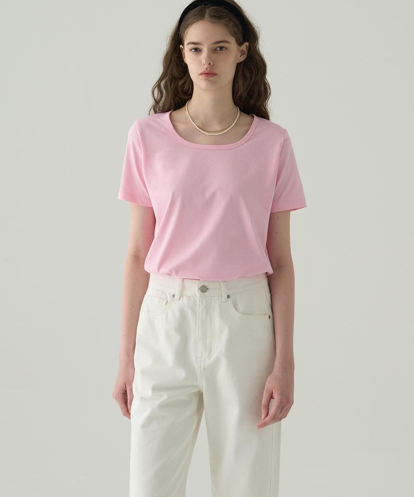 Deuloupisumeon Supima Silket U-Neck Short Sleeve T-Shirt [Beige]