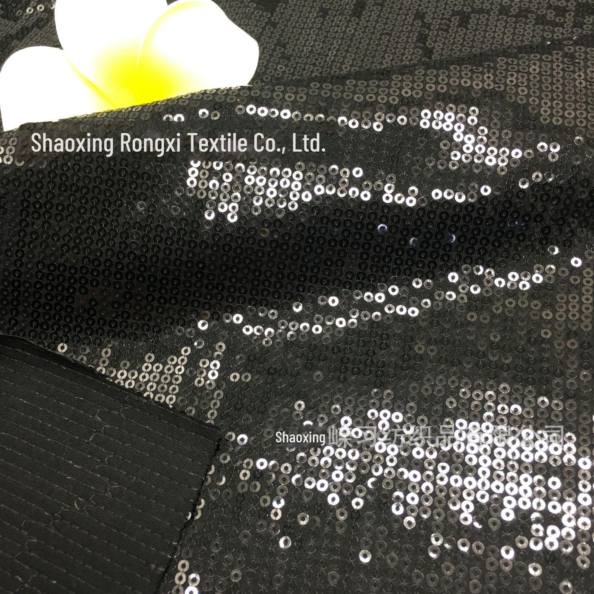 

3 мм полосатая эластичная ткань с пайетками для весенне-летнего женского платья чёрный