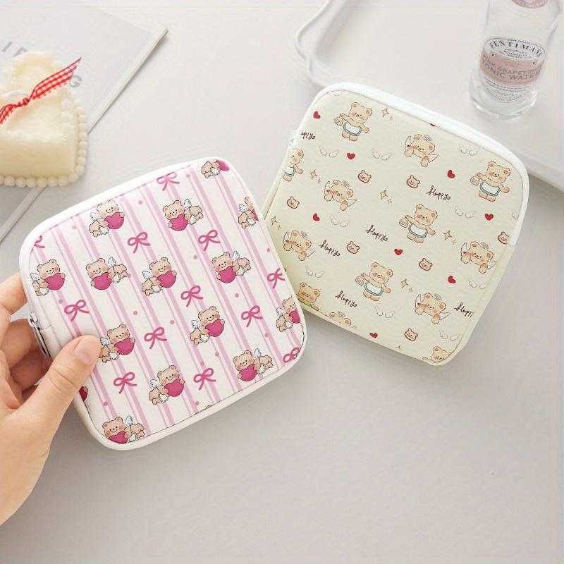 2pcs/1pc, Portable Sanitary Napkin Storage Bag, Cartoon Pattern, Candy Sundries Organizer, Lightweight Multi-function Pouch