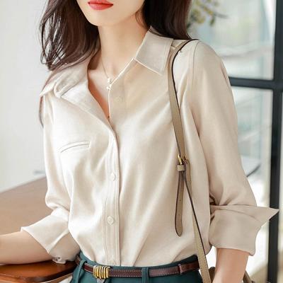 Gestapeltes Pendlerhemd für Damen Herbst-Outfit Oberteil mit Temperament Innenhemd Blusen & Hemden