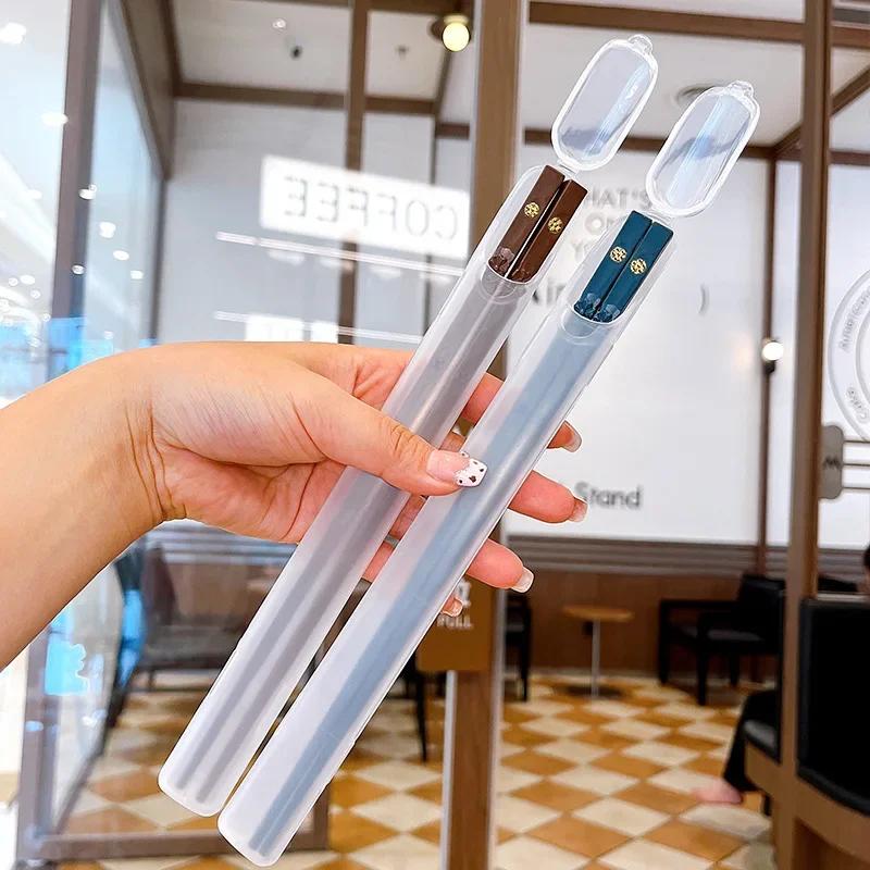 1 Pair Portable Reusable 24cm Chopsticks Chinese Chopstick Tableware Korean Japanese Sushi Chop Sticks Set Kitchen Supplies