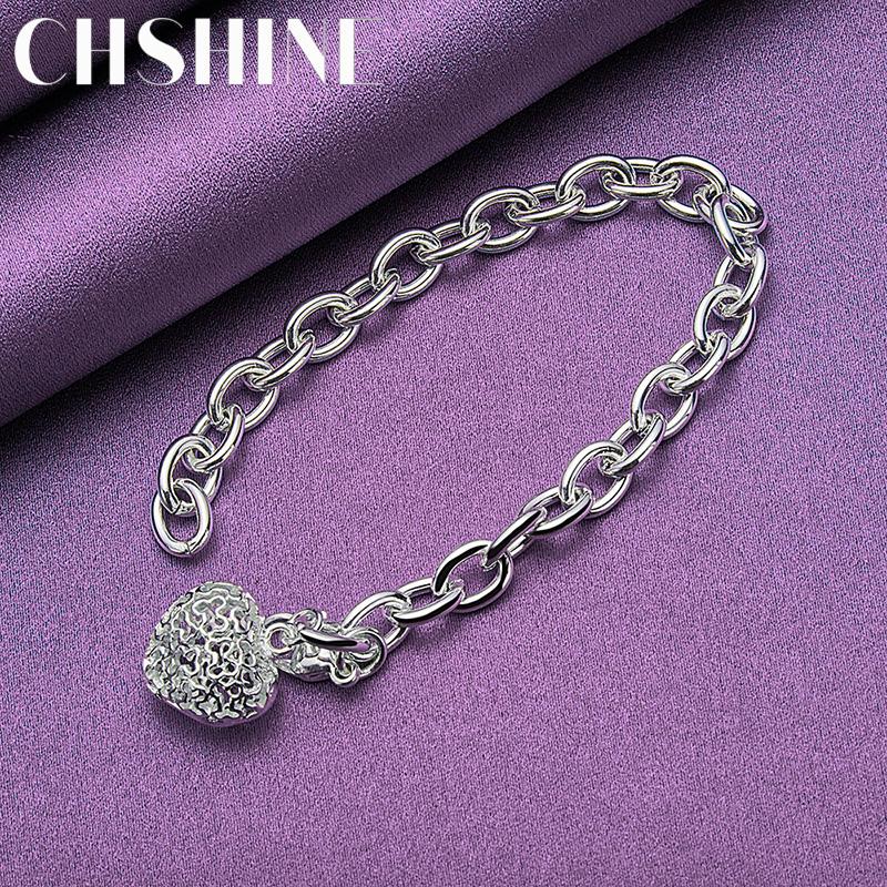CHSHINE 925 Sterling Silver Hollow Heart Bracelet For Women Wedding Fashion High Quality Jewelry
