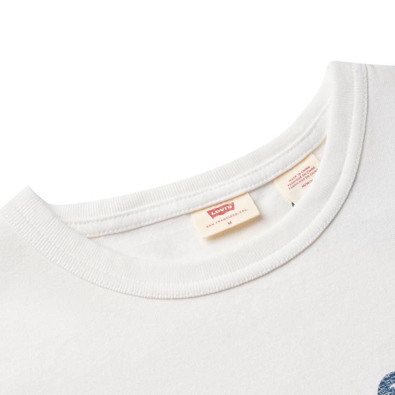 Levis Color Block Letter Print Comfortable Short Sleeve T-Shirt Women T-Shirts White A9276-0000