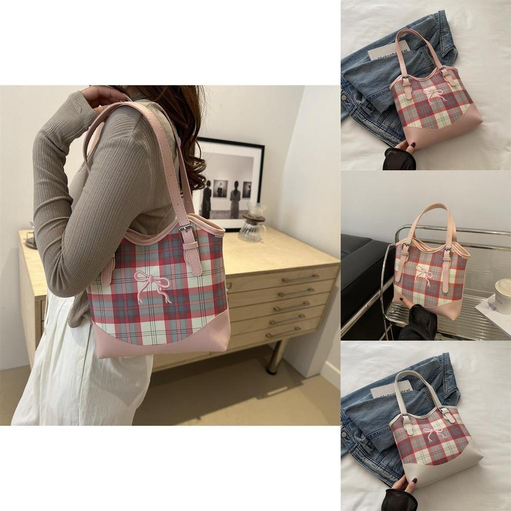 Chic Korean Style Plaid Women's Tote Bag For Summer 2024 Perfect For Everyday Use
