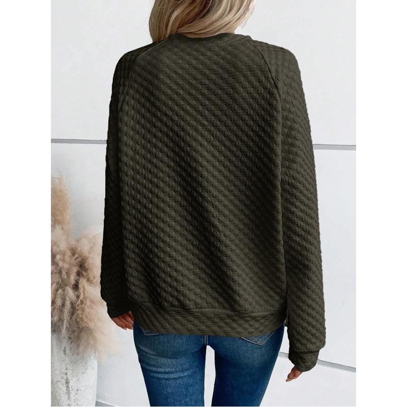 YYFS Women's Fashion Casual Spring Autumn Solid Color Print Long Sleeve O-Neck Blouses & Shirts