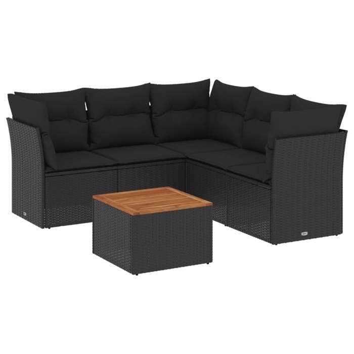 VidaXL Garden Lounge Set with Cushions 6 Pcs, Patio Sofas, Patio Furniture Set, Outdoor Furniture, Black 3255964