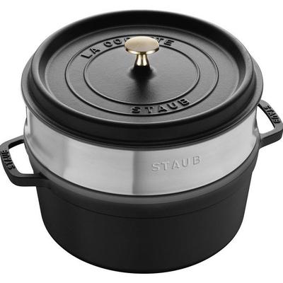 Cocotte - STAUB - 405106060 - Ø 26 Cm - Matte Black - Steamer Basket Included