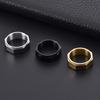 Men's Rotating Octagon Ring Carved Titanium Steel Gothic Punk Jewelry Adjustable Spinner Band Alternative Style Ready To Ship