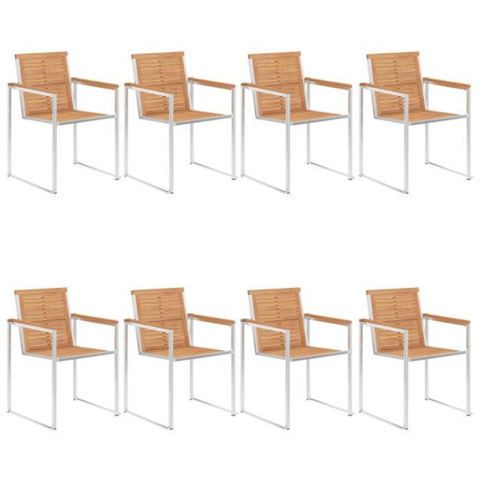 Garden Chairs 8 Pcs with Cushions, vidaXL Solid Teak Wood