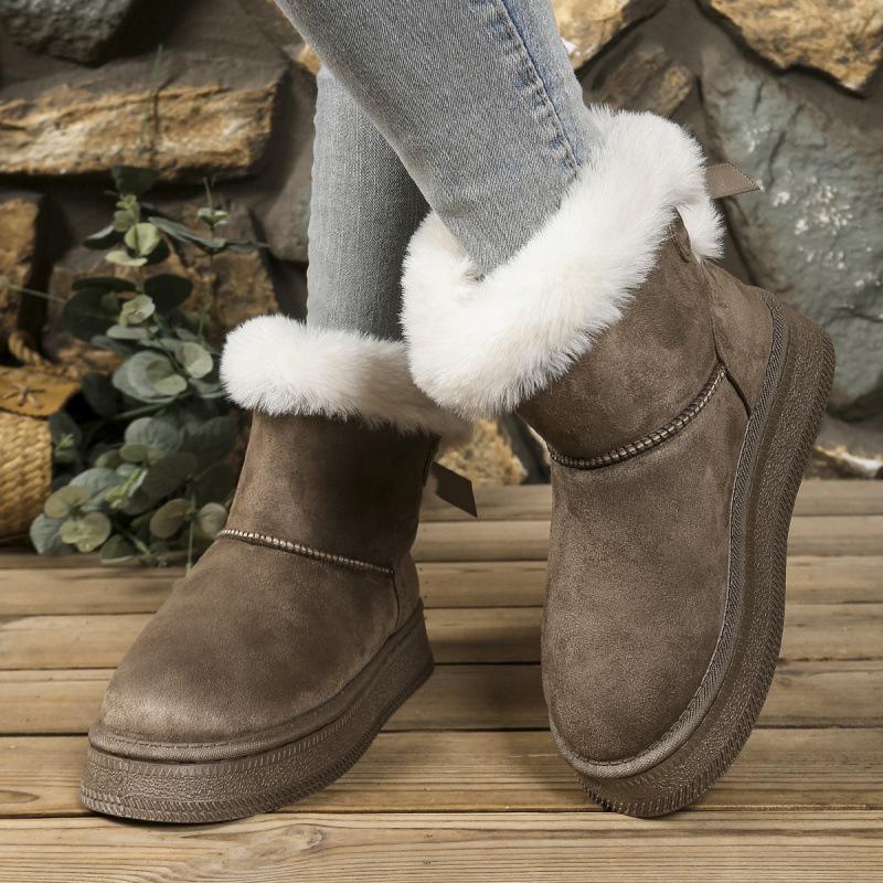 Large Size Snow Cotton Shoes Winter Fur Integrated Cotton Thickened Fur Warm Cotton Shoes