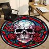 1PC Skull Rose Design Office Round Rug, Non slip, Soft and Durable Office Rug for Interior Decoration, Perfect for Office