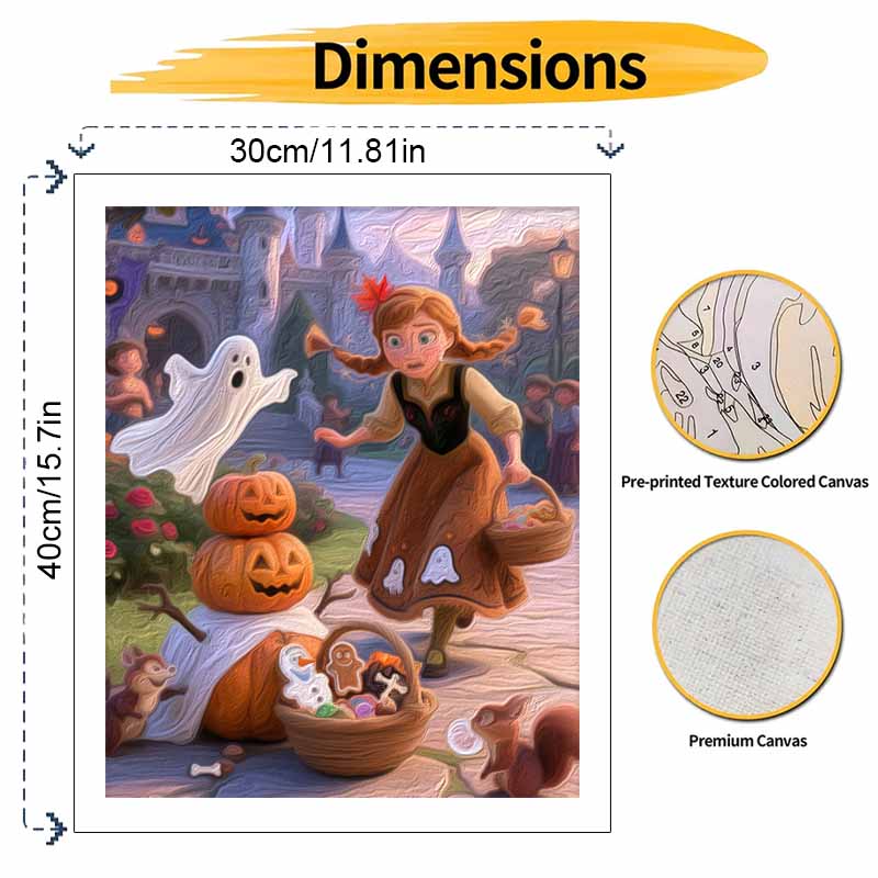 Disney Anna Pumpkin Autumn Theme Oil Paint by Numbers Painting Kit Hand Painted Home Decor Gift
