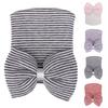 Stripe Infant Hat For 0-6 Month Newborn Baby Hospital Hat Soft Cotton Cute Big Bow Beanie Cap Winter Turban Hats for Baby Girls