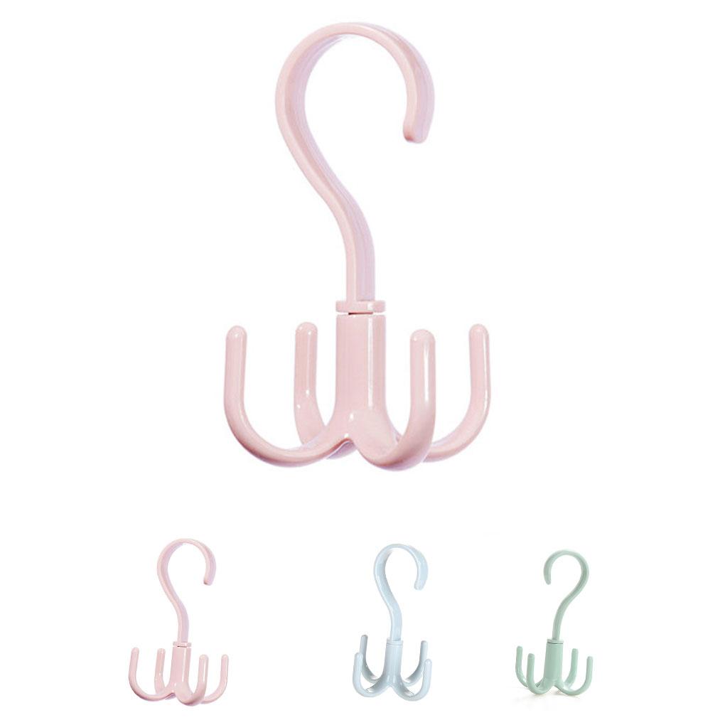 360 Degrees Rotated 4 Hooks Plastic Hanger Handbag Holder Shelf Rack Organizer