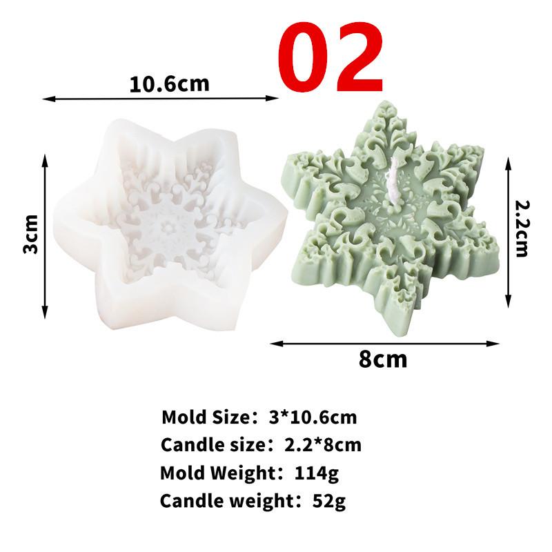 3D Christmas Flat Snowflake Leaf Patterned Silicone Candle Mold DIY Make Handmade Aromatherapy Candles Soap Gypsum Craft
