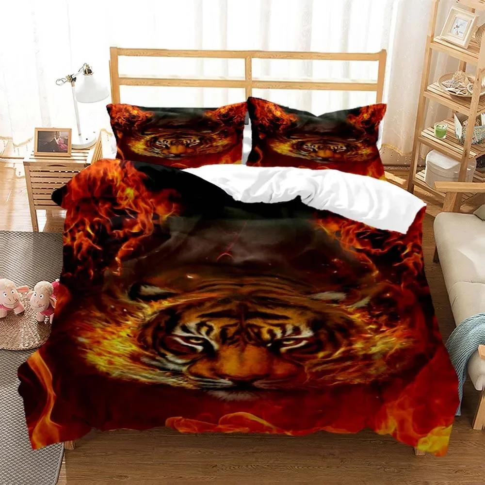 Tiger pattern Digital Print Comfortable Duvet Quilt Cover Pillowcase Bedding Set Children Bedroom Decoration Home Textile