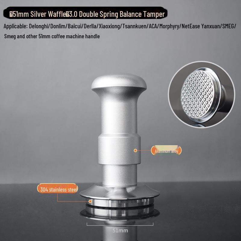 

3.0 Тампер для эспрессо с двойной пружиной, свободной регулировкой, постоянным усилием, балансом - 51/53/58 мм