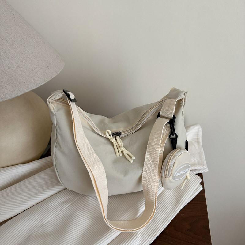 Soft Girl Nylon Satchel Bag With Zipper Closure For Daily Use