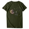 Women Fashion Flower Printing O-Neck Short T-Shirt Loose Blouse Top Shirt