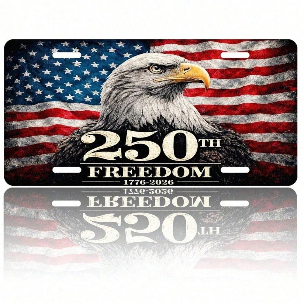 1776-2026 USA Patriotic License Plate 5.9x11.8in for Car Truck SUV, 250th Anniversary Aluminum Auto Tag, Rustproof Front Sign