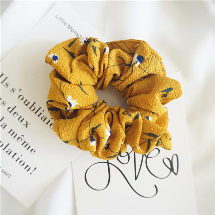 

Vintage Floral Print Hair Scrunchie Soft Fabric Elastic Ponytail Holder Women Daily Fashion Hair Accessory XXS жёлтый